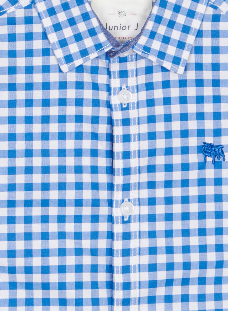DEBENHAMS - J By Jasper Conran Checked Shirt Blue/White - Image 1