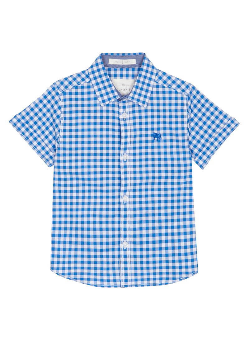 DEBENHAMS - J By Jasper Conran Checked Shirt Blue/White - Image 1
