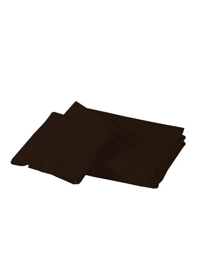 MISR Linen 3-Piece Stripe Collection Flat Sheet Set Cotton Chocolate - Image 2