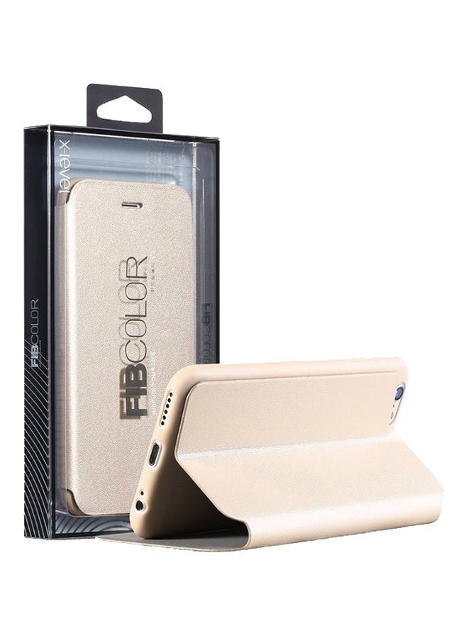 إكس ليفيل غطاء حماية قلّاب سلسلة فيب المُلونة لهاتف أبل آيفون 6 بلس ذهبي - Image 4