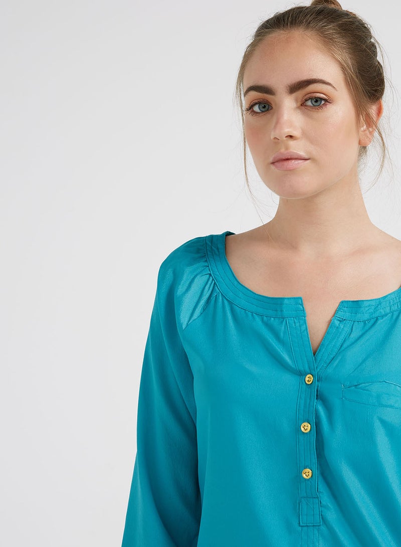 Asymmetric Hemline Tunic Blue