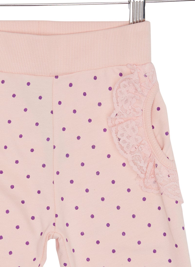 ايكونيك بنطلون رياضي منقط مع كشكشة من الدانتيل وردي - Image 3