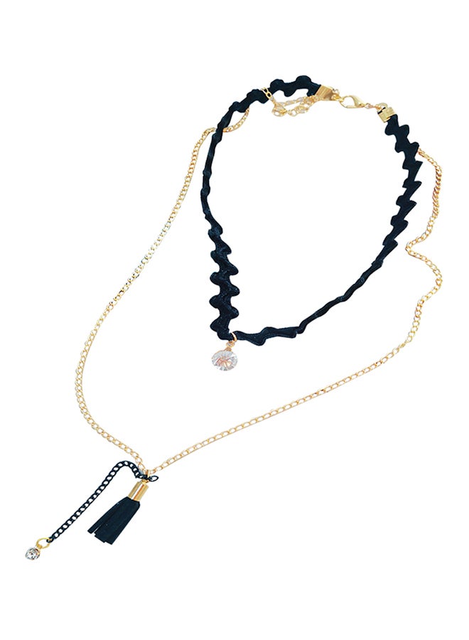 بلولانز عقد طوق من طبقتين إحداهما من الدانتيل، بدلاية من حجر الراين