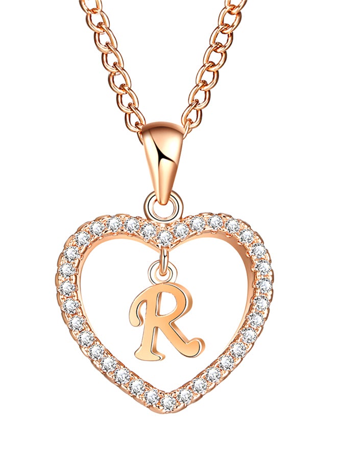 Bluelans Concise Hollowed Heart Alphabet Pendant Necklace 