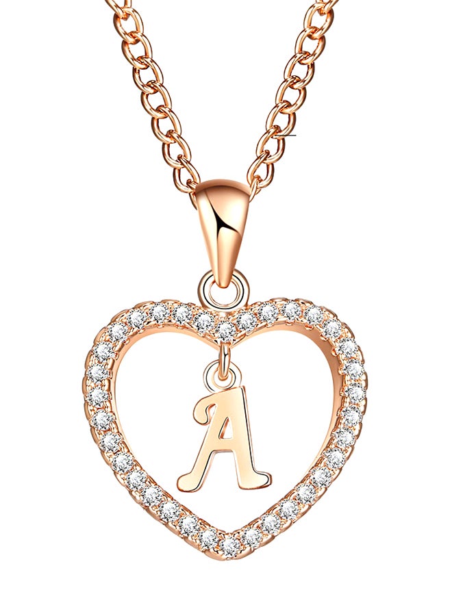 Bluelans Concise Hollowed Heart Alphabet Pendant Necklace 