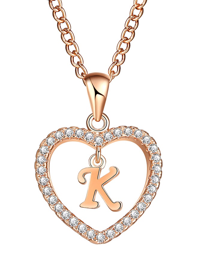 Bluelans Concise Hollowed Heart Alphabet Pendant Necklace