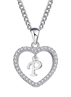 Bluelans Concise Hollowed Heart Alphabet Chain Pendant 