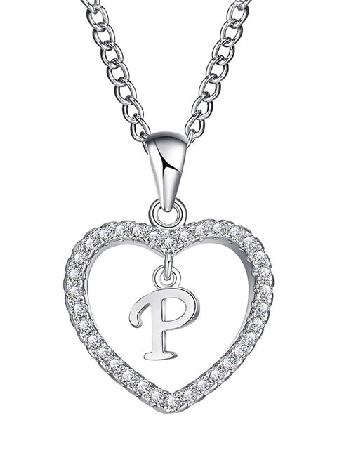 Concise Hollowed Heart Alphabet Chain Pendant