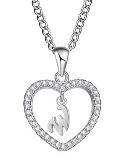 Bluelans Concise Hollowed Heart Alphabet Chain Pendant 