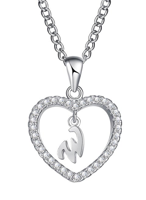 Concise Hollowed Heart Alphabet Chain Pendant