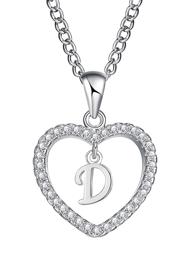 Bluelans Concise Hollowed Heart Alphabet Chain Pendant 