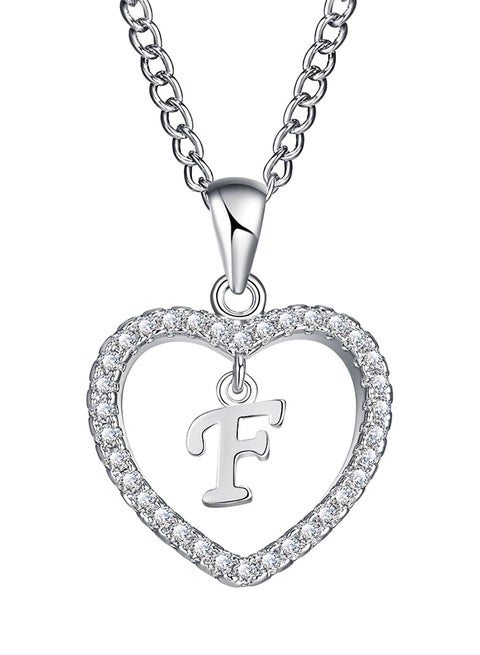 Concise Hollowed Heart Alphabet Chain Pendant