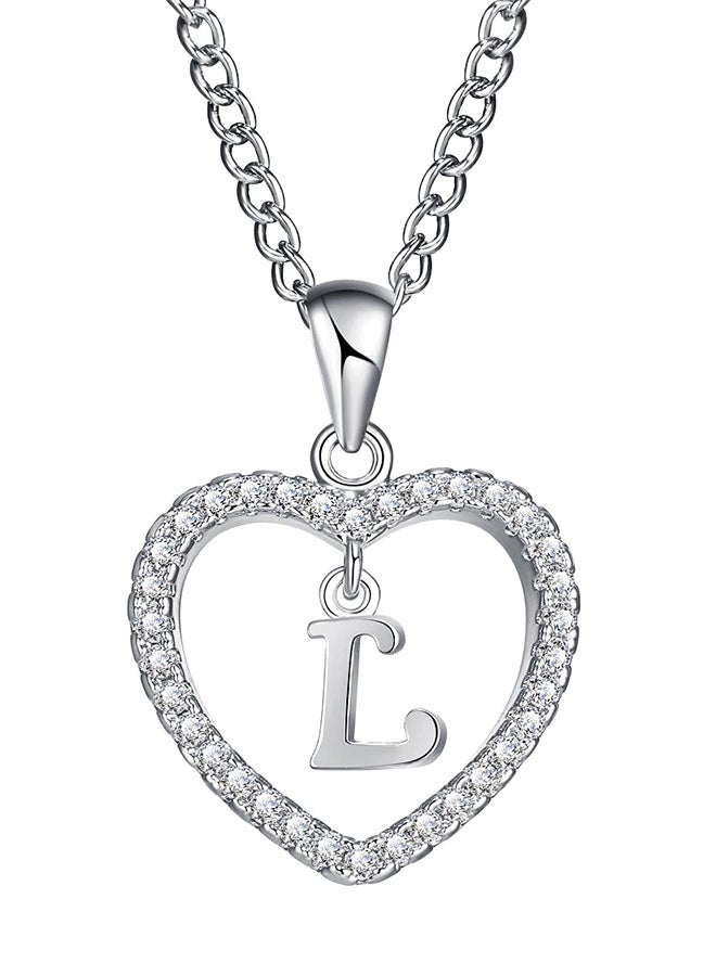 Bluelans Concise Hollowed Heart Alphabet Chain Pendant 