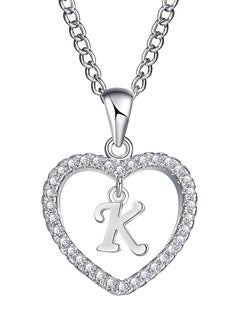Concise Hollowed Heart Alphabet Chain Pendant