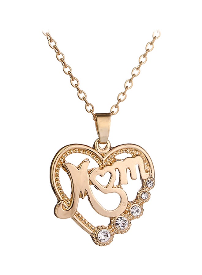 Bluelans Rhinestone Heart Mom Pendant Necklace