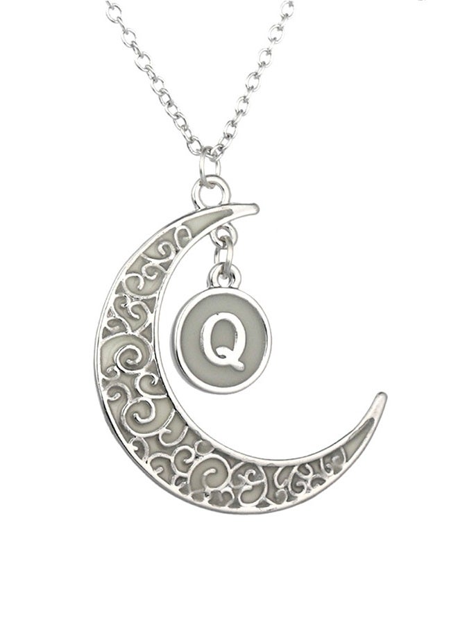 عقد بدلاية مجوفة تصميم القمر، تحمل حرفاً من 26 حرفاً إنجليزياً