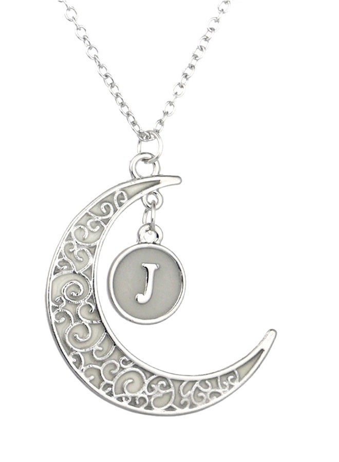 Bluelans Hollowed Moon Pendant 26 English Letters Pendent Necklace 
