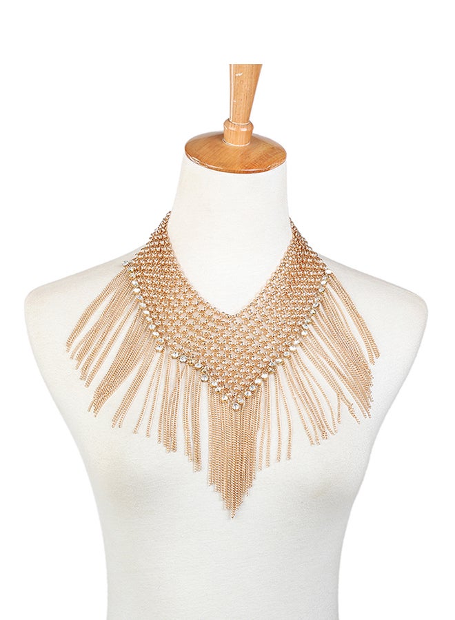 بلولانز عقد تصميم المريلة مزين بأشكال الشرابة بحجر الراين اللامع - Image 1