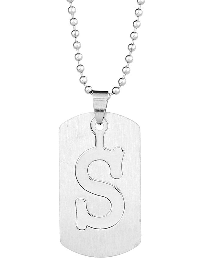 بلولانز عقد من الستانلس ستيل بقلادة بتصميم الصفيحة المعدنية للكلب تحمل حرفاً من 27 من الحروف الأبجدية