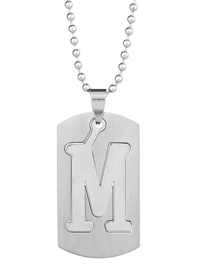 بلولانز عقد من الستانلس ستيل بقلادة بتصميم الصفيحة المعدنية للكلب تحمل حرفاً من 38 من الحروف الأبجدية