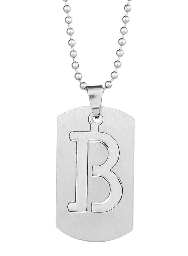بلولانز عقد من الستانلس ستيل بقلادة بتصميم الصفيحة المعدنية للكلب تحمل حرفاً من 44 من الحروف الأبجدية