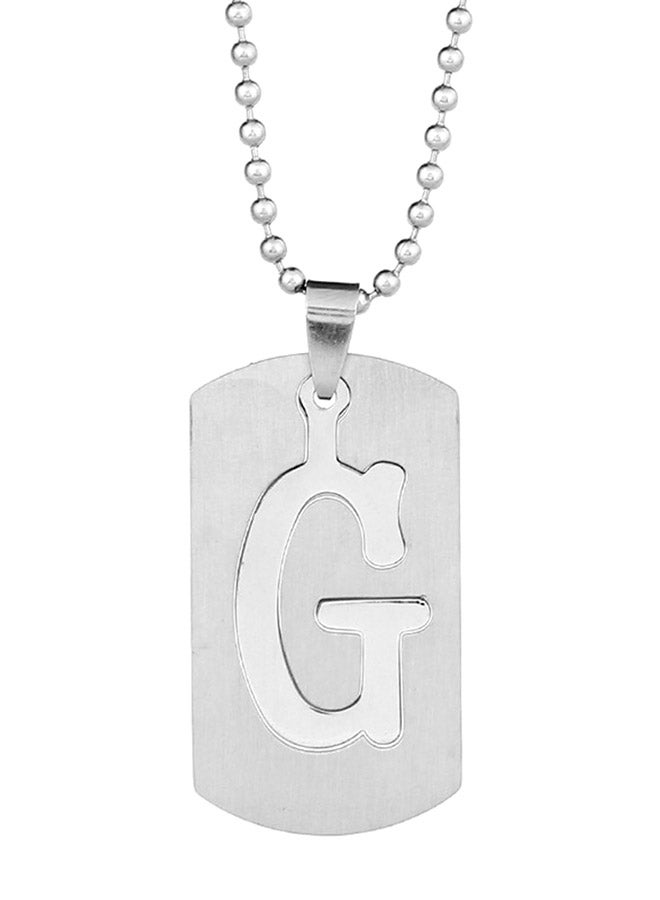 بلولانز عقد من الستانلس ستيل بقلادة بتصميم الصفيحة المعدنية للكلب تحمل حرفاً من 45 من الحروف الأبجدية