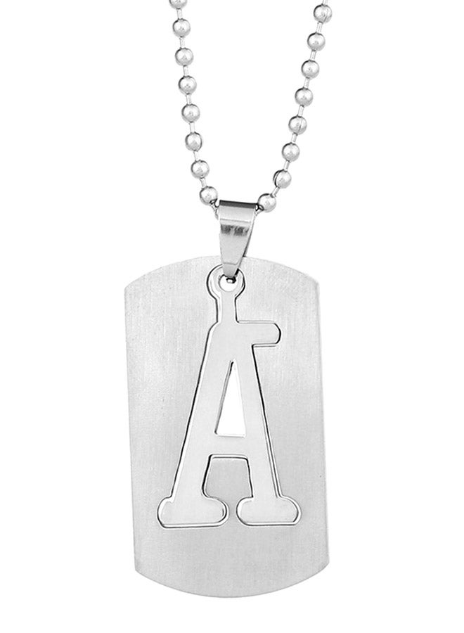 بلولانز عقد من الستانلس ستيل بقلادة بتصميم الصفيحة المعدنية للكلب تحمل حرفاً من 51 من الحروف الأبجدية