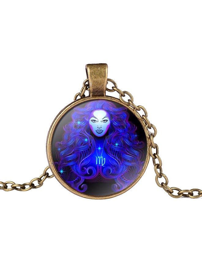 Bluelans Retro Round Twelve Constellations Pendant Sweater Chain Necklace 