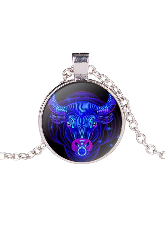 Bluelans Retro Round Twelve Constellations Pendant Sweater Chain Necklace