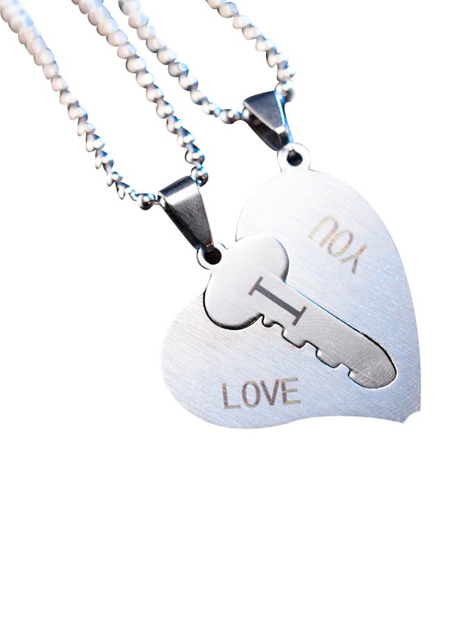 Bluelans Engrave I Love You Matching Hearts Key Couple Necklaces Set 