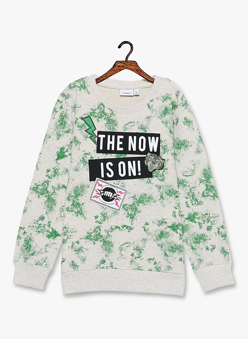 NAME IT - Printed Sweatshirt Beige - Image 1