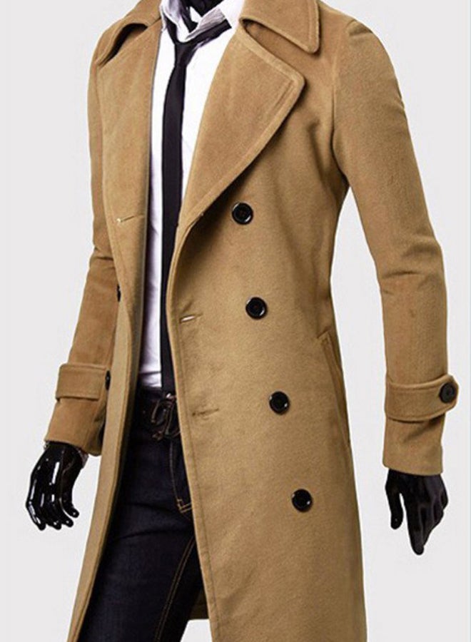 Generic - Buttons Wool Long Coat Brown - Image 1