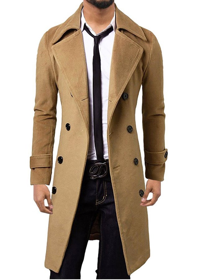 Generic - Buttons Wool Long Coat Brown - Image 1