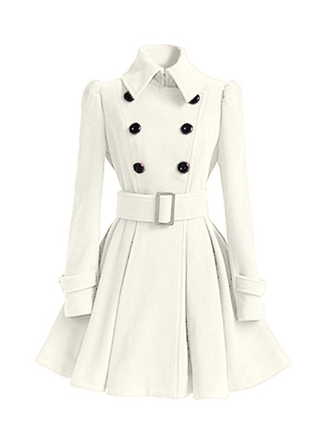 Long Sleeves Trench Coat White 