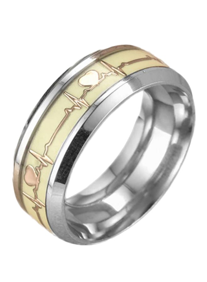 بلولانز جلو اين ذا دارك خاتم زواج مخطط كهربية القلب لقياس معدل ضربات القلب من الفولاذ المقاوم للصدأ - Image 1