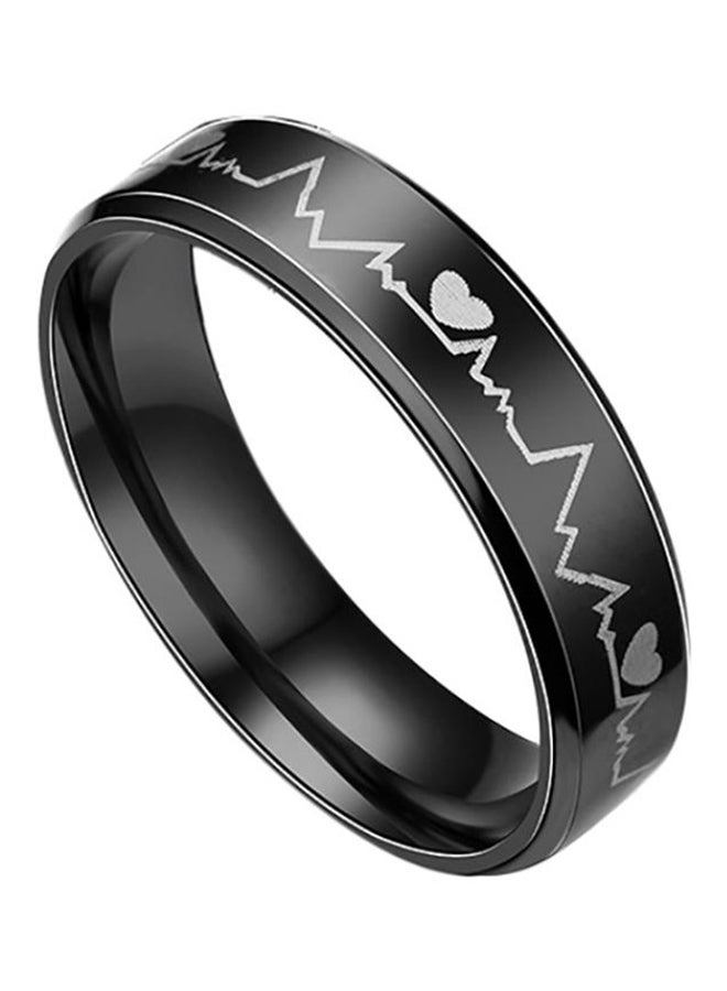 بلولانز جلو اين ذا دارك خاتم زواج مخطط كهربية القلب لقياس معدل ضربات القلب من الفولاذ المقاوم للصدأ - Image 1