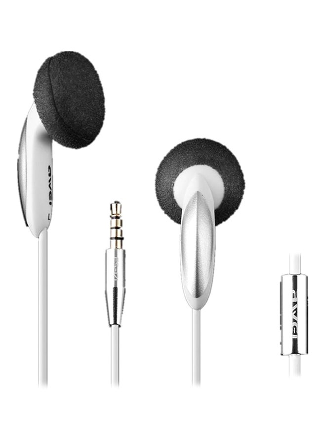 Awei ES12i Noise Isolation In-ear Earphone with Mic 1.2m Cable for Smartphone Tablet PC  WHITE White