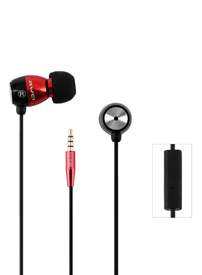 Awei Wired In-Ear Headphones With Mic Red/Black - Image 1