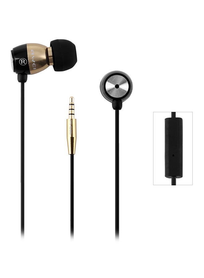 Awei Wired In-Ear Headphones With Mic Gold/Black - Image 1