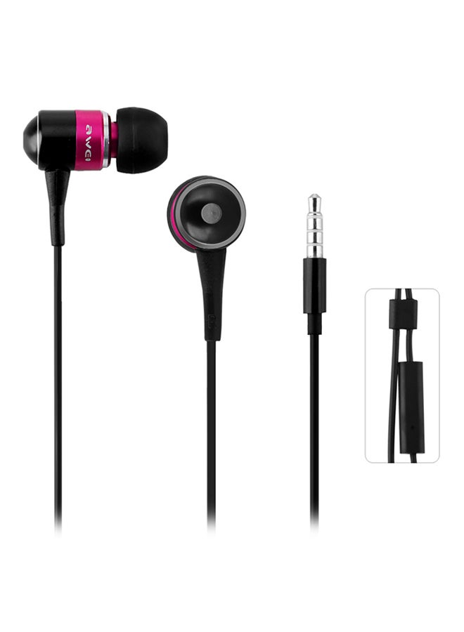 Awei Wired In-Ear Headphones With Mic Pink - Image 1