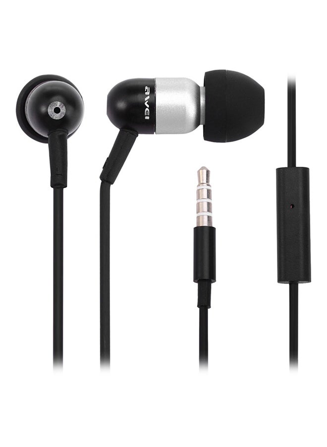 Awei Wired In-Ear Headphones With Mic Silver/Black - Image 1