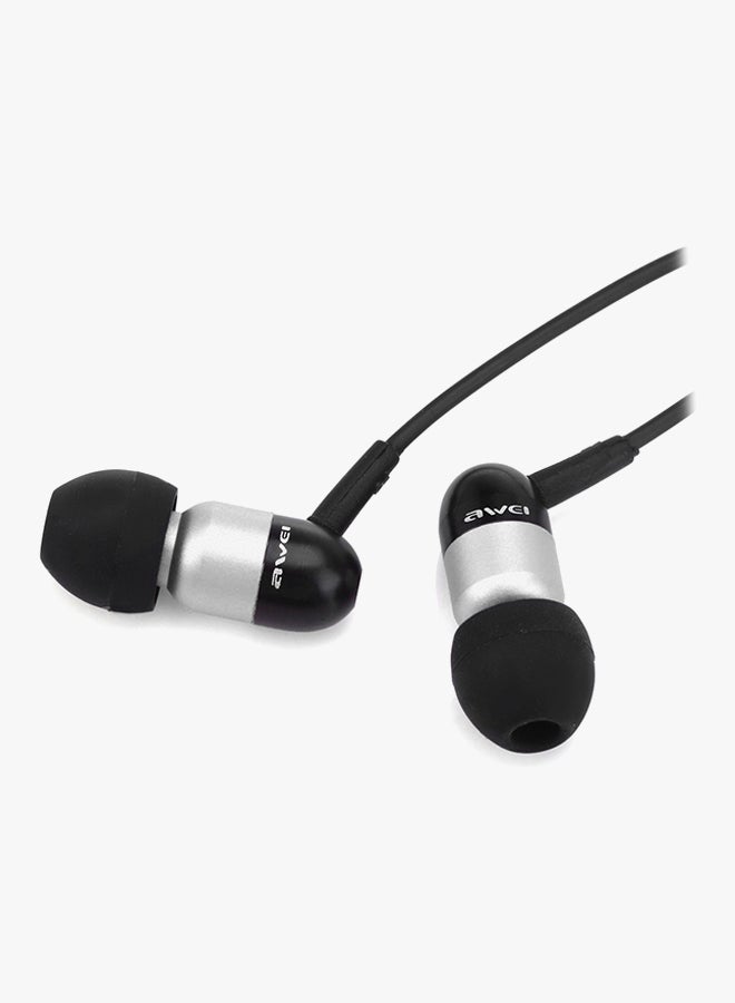 Awei Wired In-Ear Headphones With Mic Silver/Black - Image 3