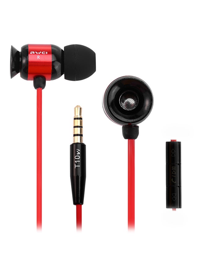 Awei Wired In-Ear Headphones With Mic Red/Black - Image 1