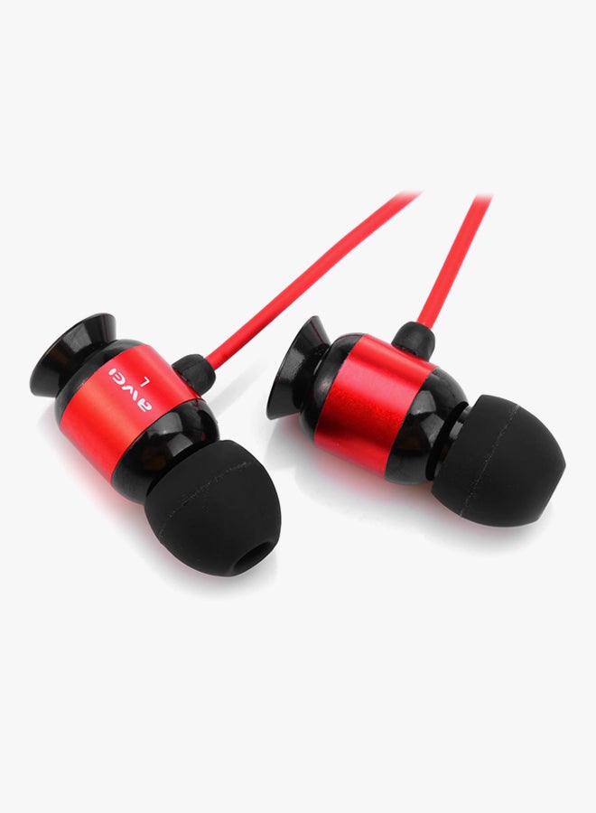 Awei Wired In-Ear Headphones With Mic Red/Black - Image 3