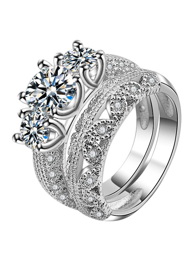 ROMAD Silver Plated Wedding Ring Studded With Zircon