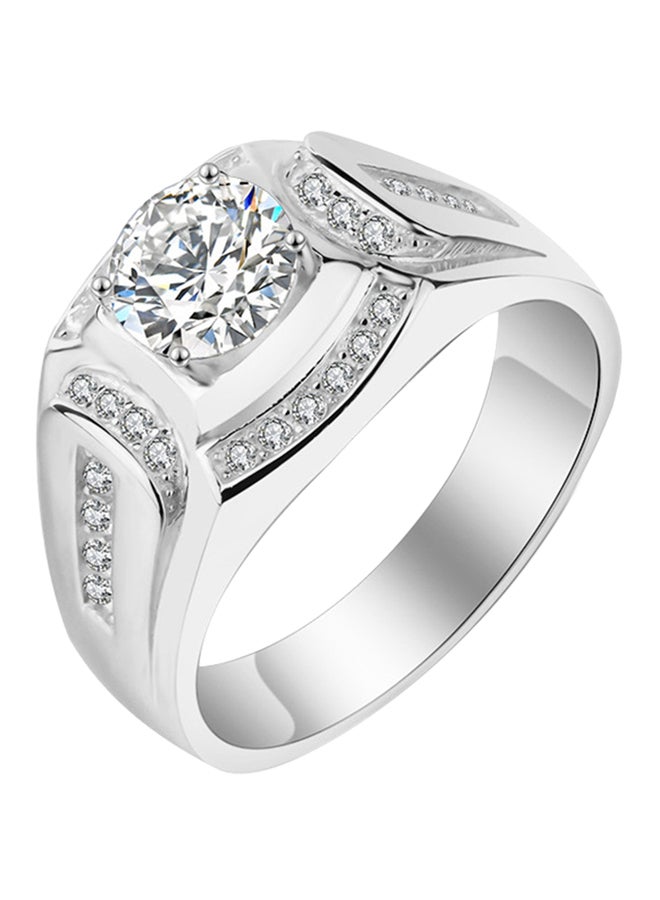 روماد خاتم زواج مطلي بالفضة ومزين بالزركون