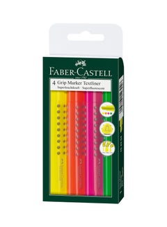 4-Piece Grip Marker Highlighter Multicolour