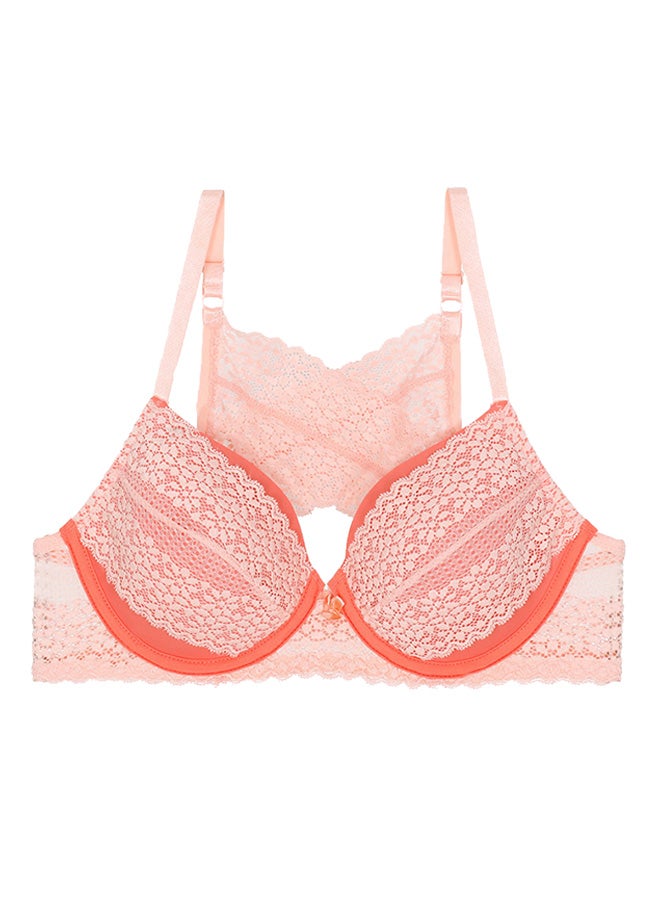 zivame Moroccan Lace Pretty Back Underwired Bra Peach  - Image 1