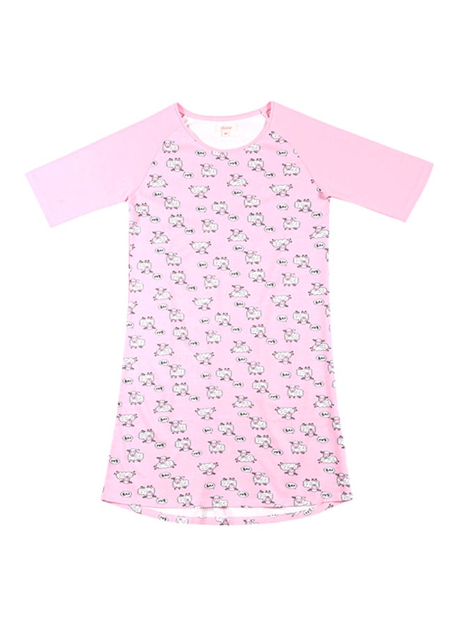 zivame Crazy Sheep Sleep Dress Pink/White/Grey  - Image 1