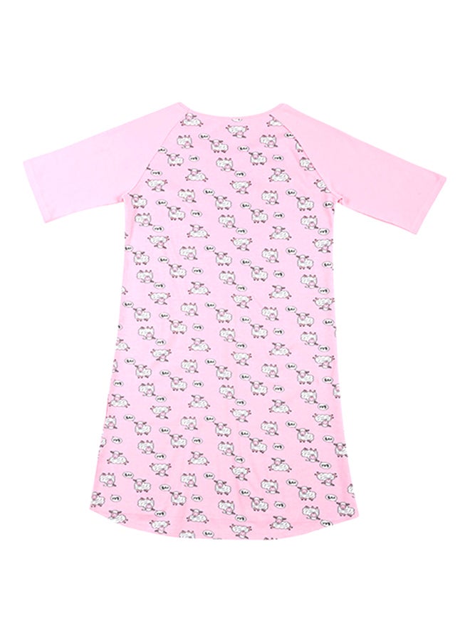 zivame Crazy Sheep Sleep Dress Pink/White/Grey  - Image 2